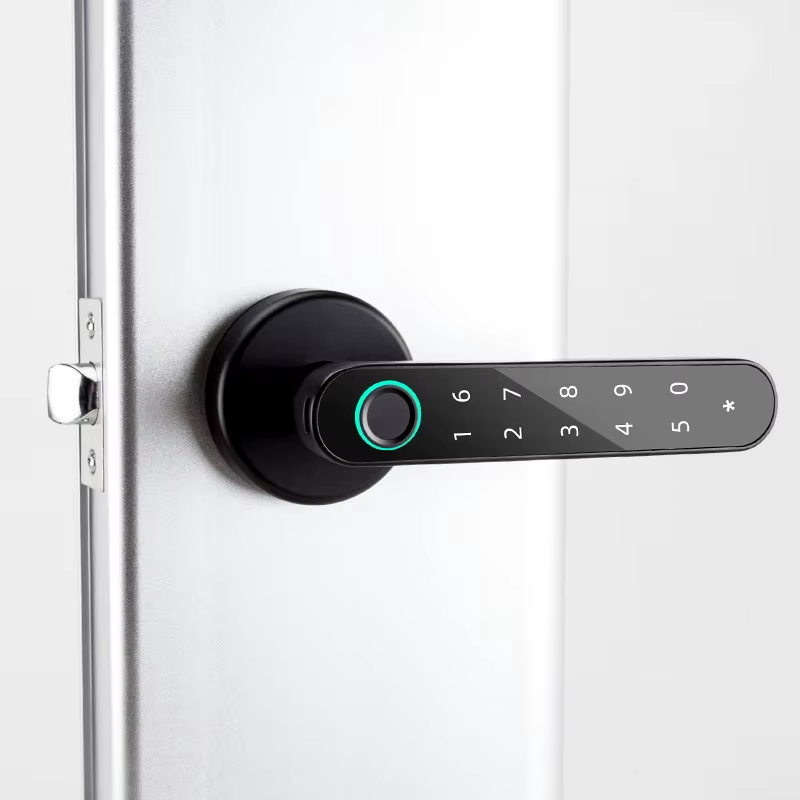 Tuya Smartlife APP Smart Fingerprint Password RFID Card Lock Dead Bolt with Key for Indoor Wooden Metal Door