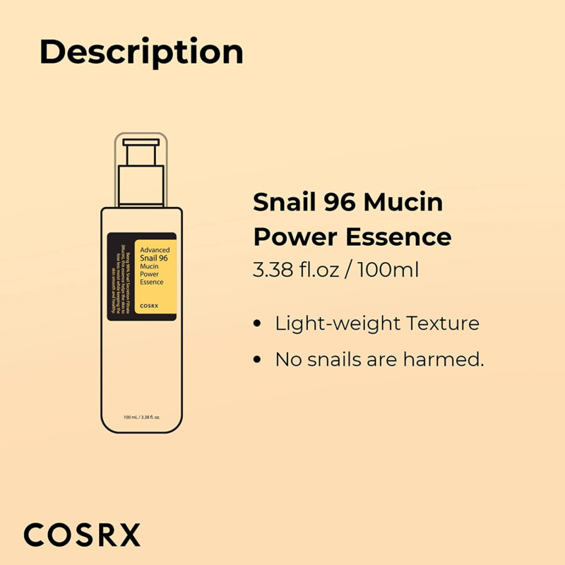 Snail Mucin 96% Power Repairing Essence 3.38 Fl.Oz 100Ml, Hydrating Serum for Fa