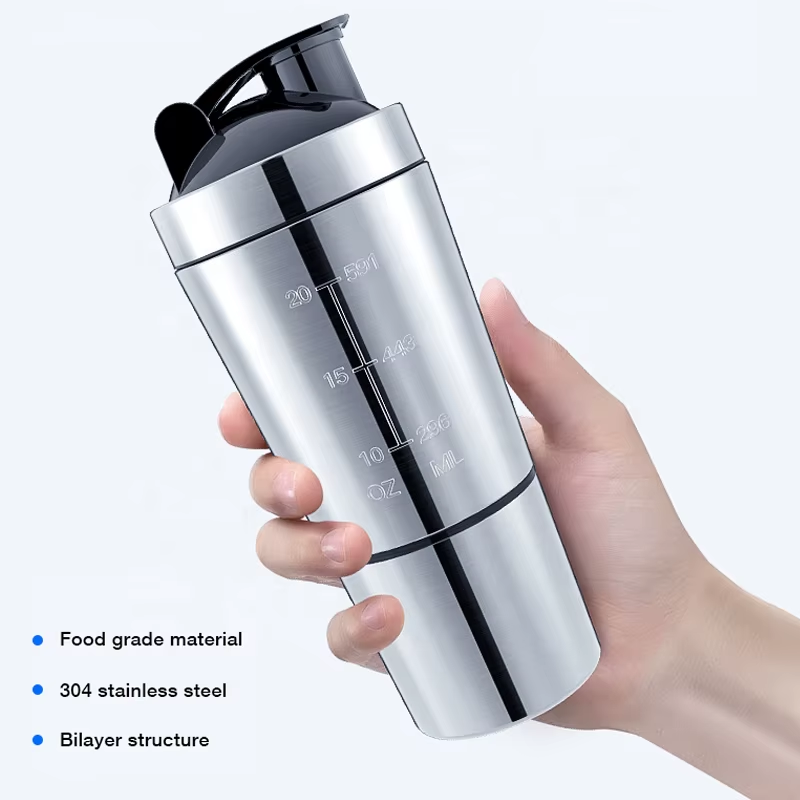 Stainless Steel Protein Shaker Cup Portable Fitness Sports Mug Nutrition Shakers