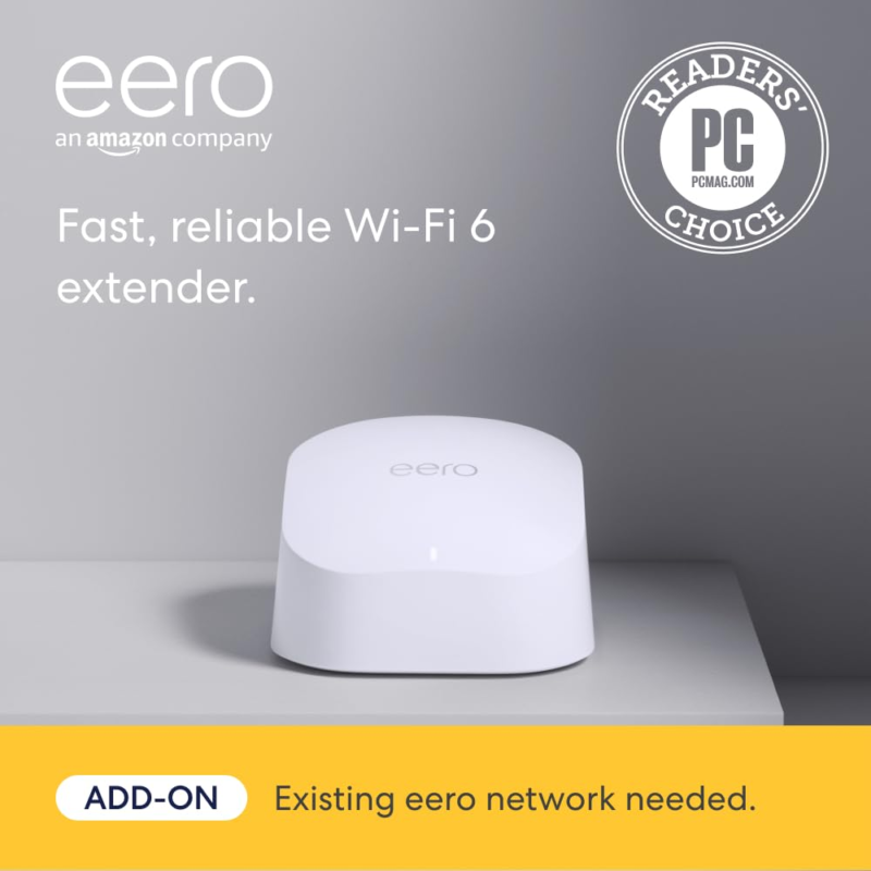 Amazon 6 Mesh Wifi Extender - Add up to 1,500 Sq. Ft. of Wi-Fi 6 Coverage to Yo