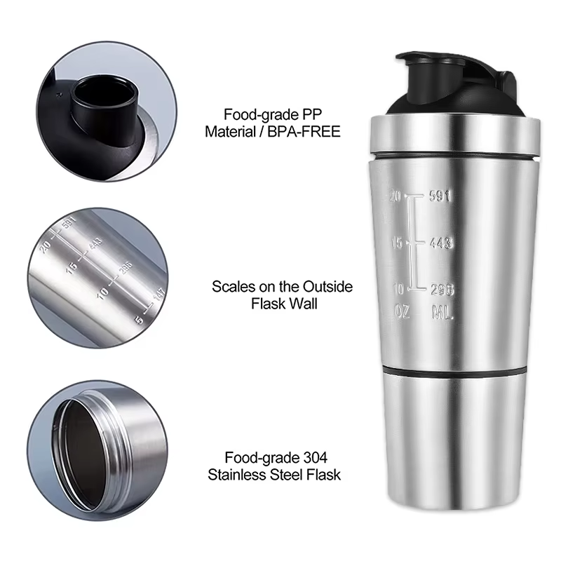 Stainless Steel Protein Shaker Cup Portable Fitness Sports Mug Nutrition Shakers