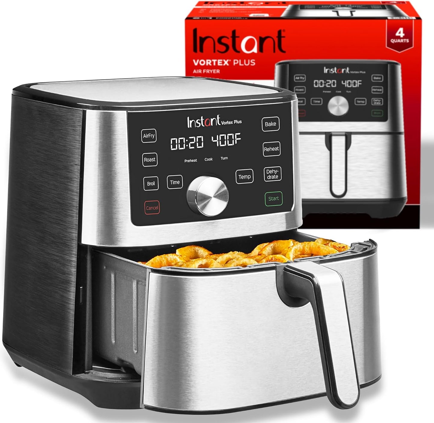 Vortex plus 6QT XL Air Fryer, 6-In-1, Broils, Dehydrates, Crisps, Roasts, Reheats, Bakes for Quick Easy Meals, 100+ In-App Recipes, Dishwasher-Safe, from the Makers of , Black