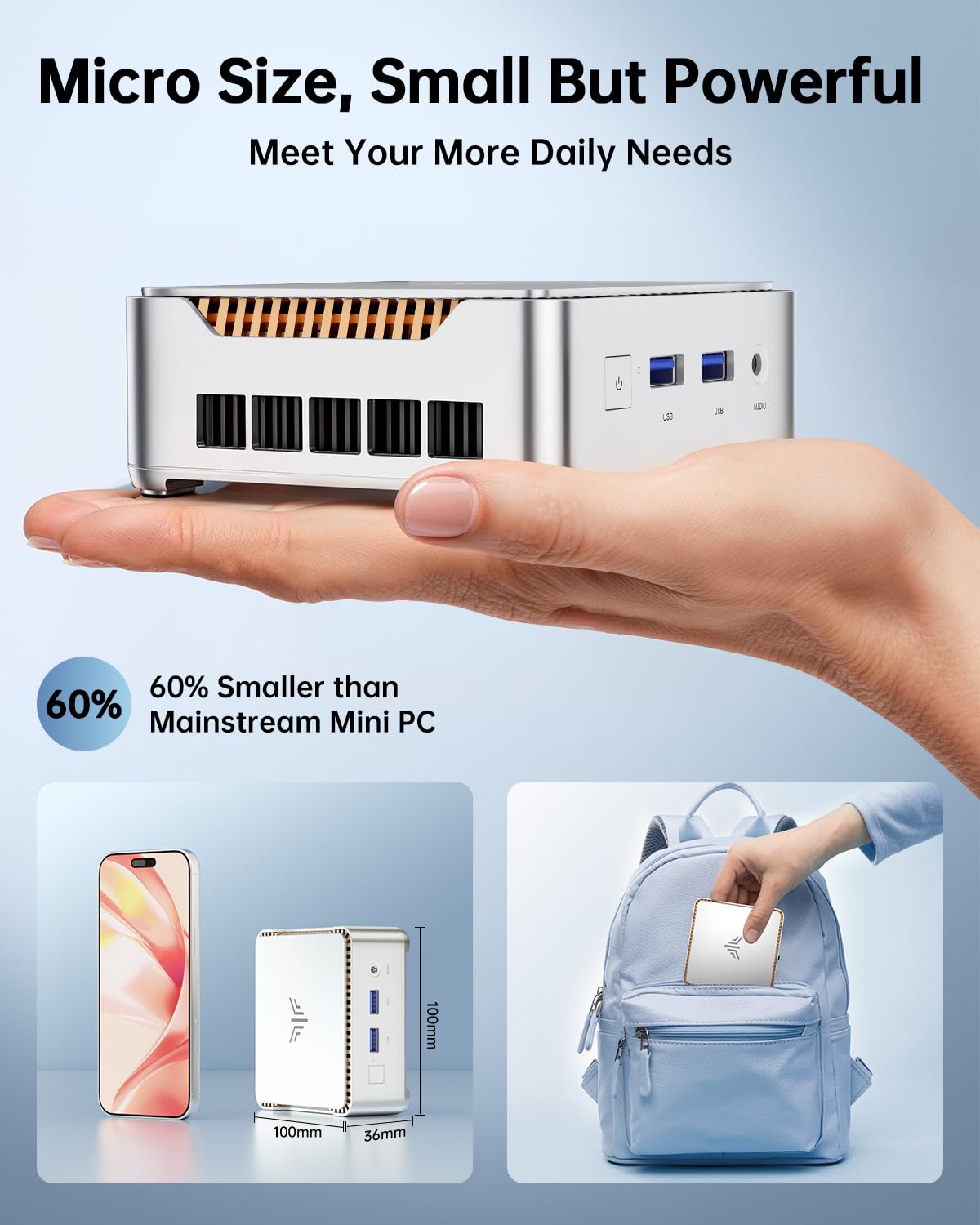 KAMRUI GK3Plus Mini PC, 16GB RAM 512GB M.2 SSD Mini Computers,12th Gen Alder Lake N95 (up to 3.4GHz) Micro PC, 2.5''SSD, Gigabit Ethernet,4K UHD,WiFi,BT,VESA/Home/Business Small pc