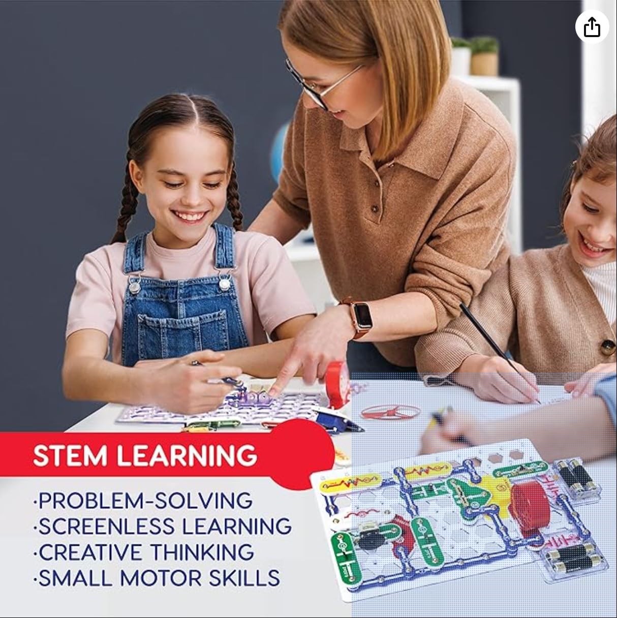 Snap Circuits Jr. SC-100 Electronics Exploration Kit, Over 100 Projects, Full Color Project Manual, 28 Parts, STEM Educational Toy for Kids 8 +