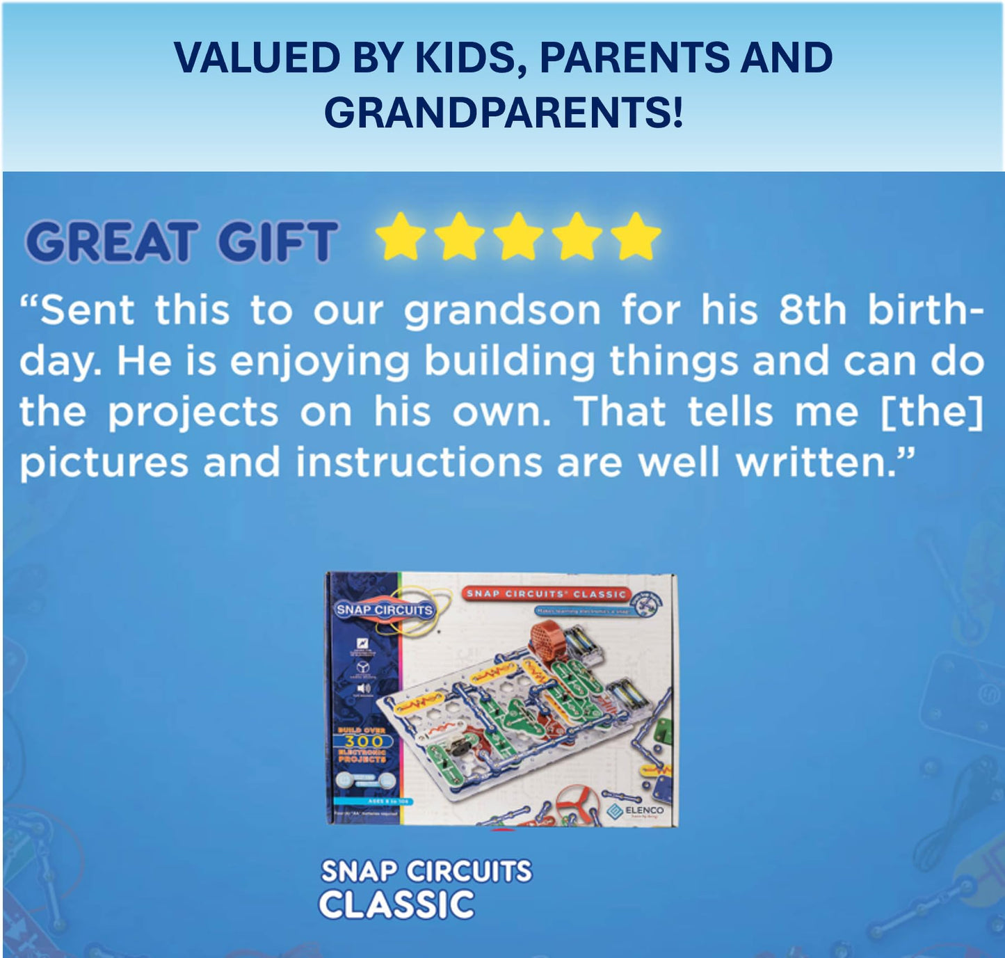 Snap Circuits Jr. SC-100 Electronics Exploration Kit, Over 100 Projects, Full Color Project Manual, 28 Parts, STEM Educational Toy for Kids 8 +