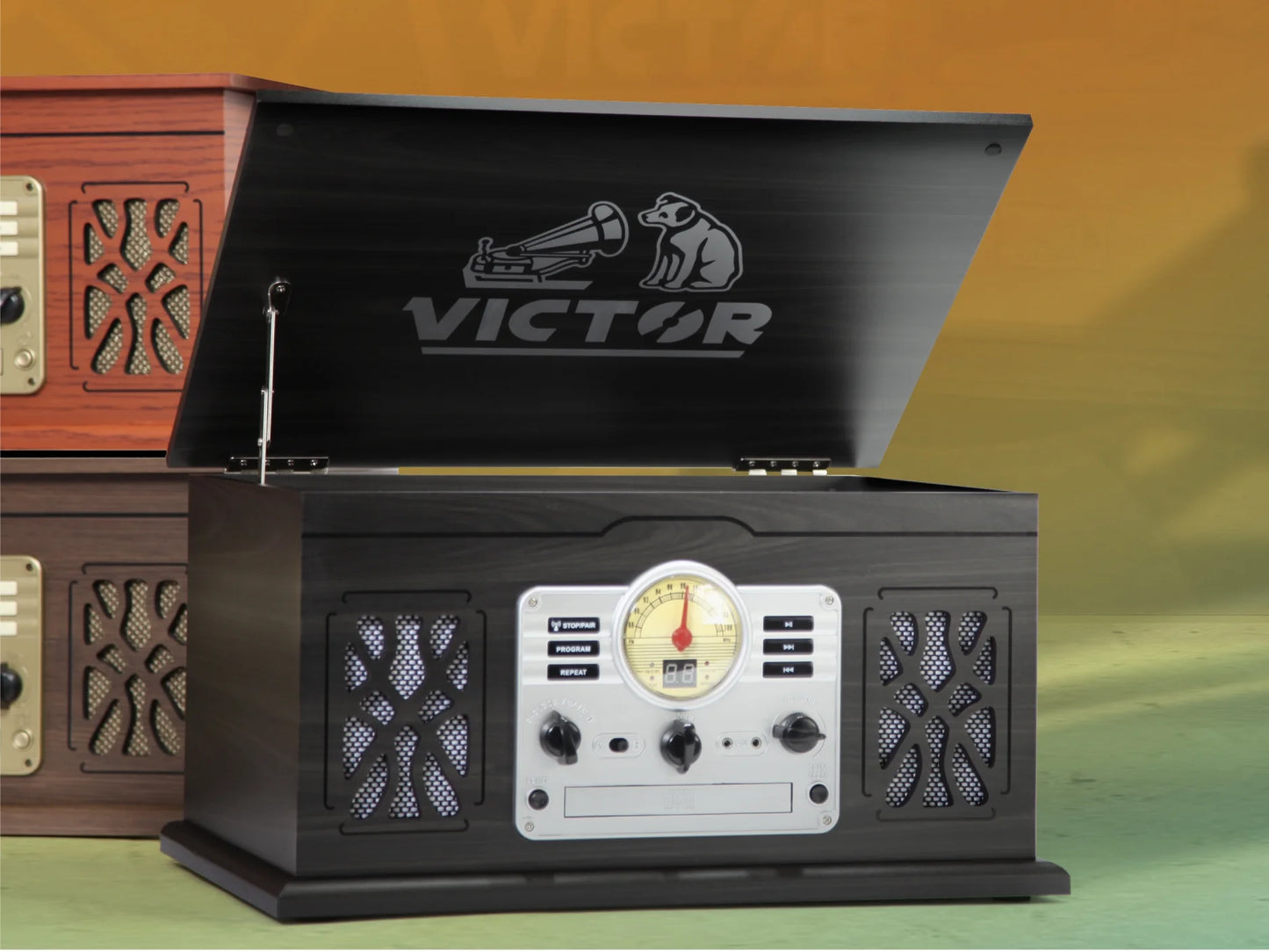 State 7-In-1 Turntable Music Center W/Built-In Speakers, Mahogany (VWRP-3800-MH)