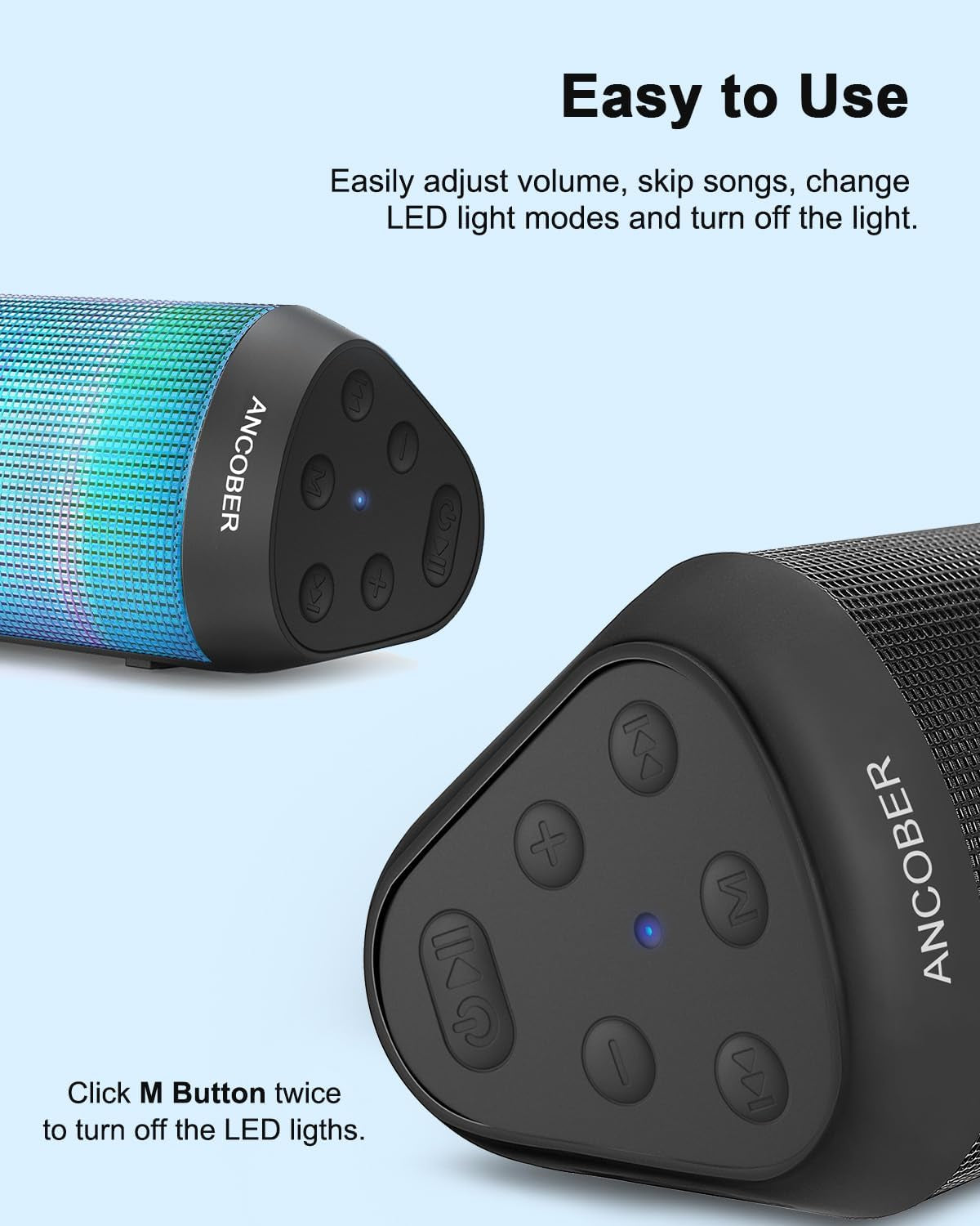 Portable Bluetooth Speaker, HD Stereo Sound Small Wireless Speaker with Cool Lights, TWS Pairing, IPX4 Waterproof, BT5.3 with AUX Input, for Camping Outdoor Party, Electronics Gadgets, Ideal Gifts