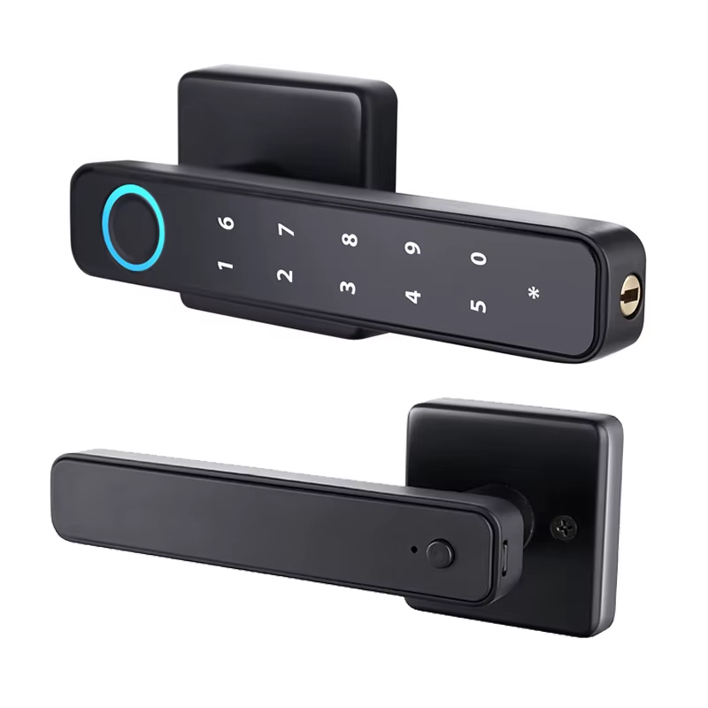 Tuya Smartlife APP Smart Fingerprint Password RFID Card Lock Dead Bolt with Key for Indoor Wooden Metal Door