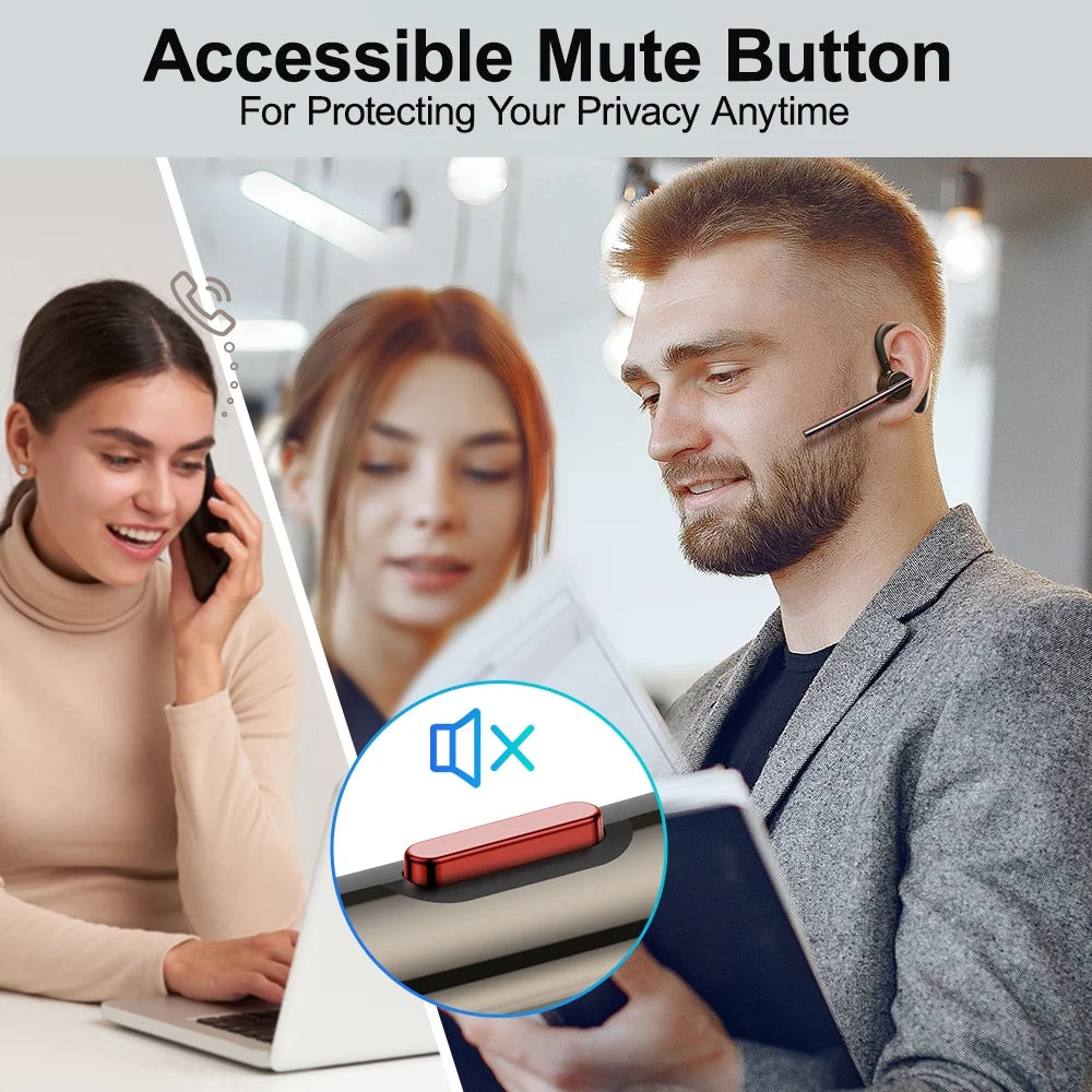 (2 Pack) Bluetooth Headset M50 Wireless Noise Cancelling Earpiece for Cell Phone