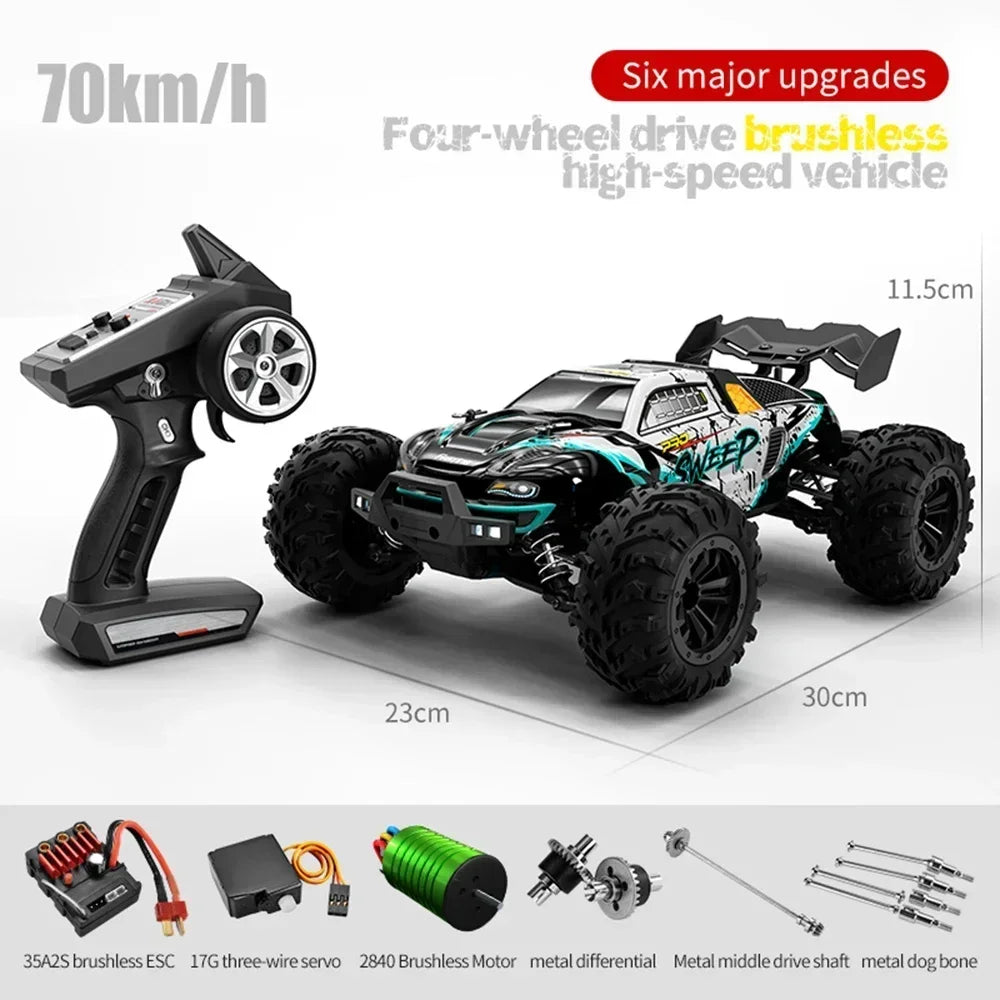 1:16 70KM/H 4WD RC Car With Led Lights 2.4G Radio High Speed Brushless Motor Remote Control Off-Road Cars for Children toys 03