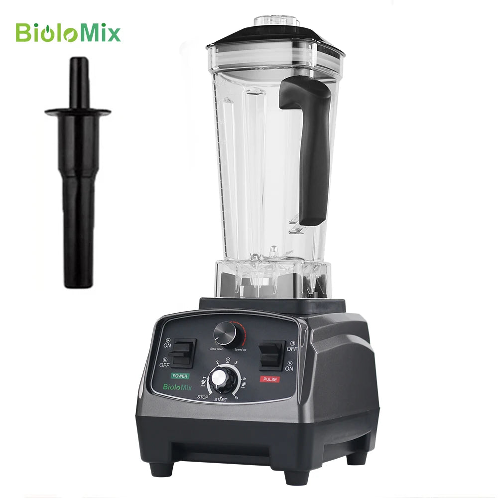 BioloMix 3HP 2200W Heavy Duty Commercial Grade Timer Blender Mixer Juicer Fruit Food Processor Ice Smoothies BPA Free 2L Jar Titanium Grey