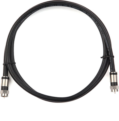 Coaxial Cable (4 Feet) with RG6 Coax Cable Connector (And F-Type Cable Extension Adapter) Black Coax Satellite TV 75 Ohm Cable