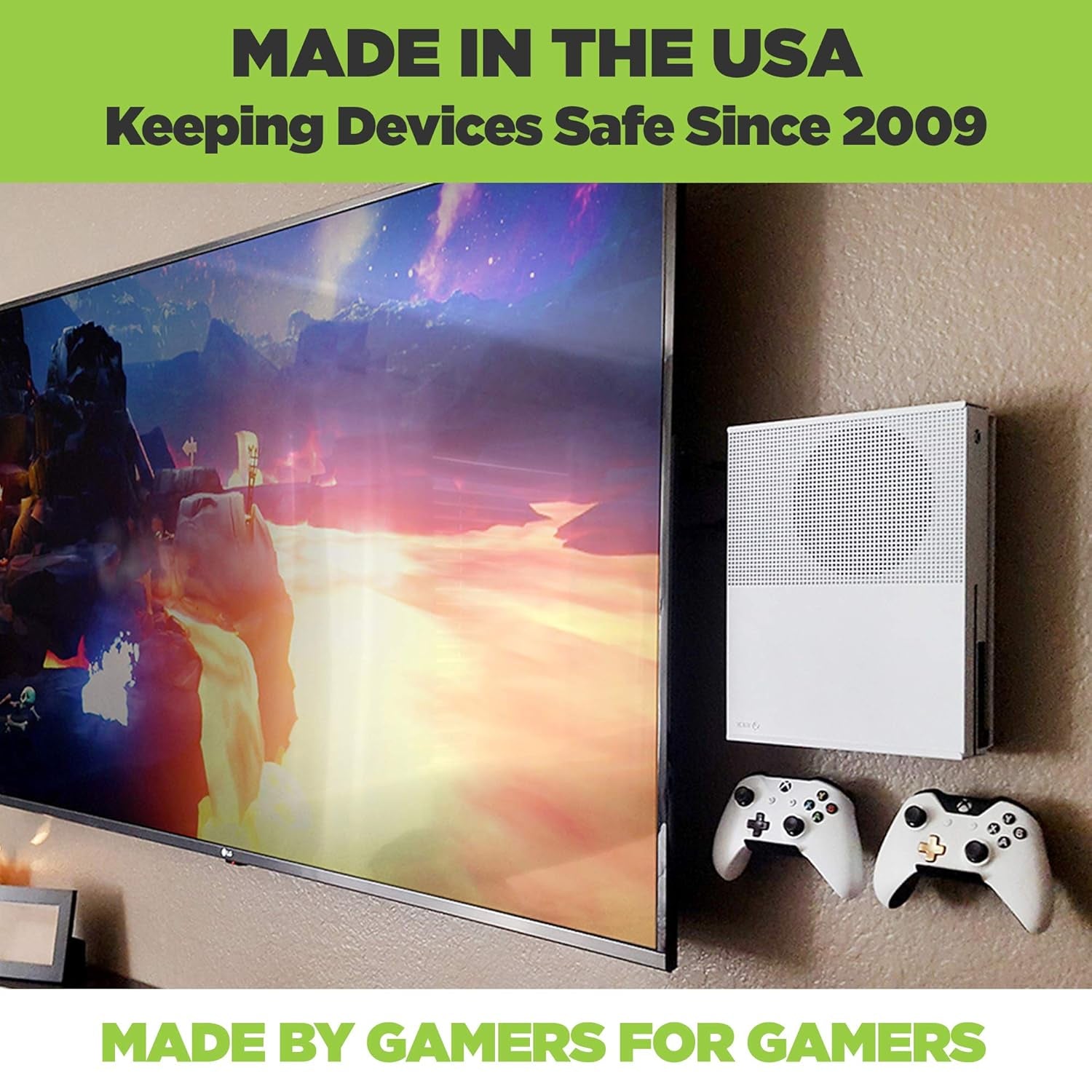 X1S Wall Mount for Xbox One S - Patented in 2019, Made in USA - White Steel Mount for Xbox One S to Safely Store Your Xbox One S on Wall near or behind TV