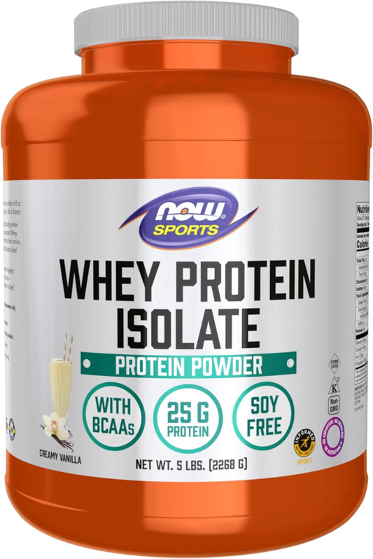 NOW Foods Sports Nutrition, Whey Protein Isolate, 25 G with Bcaas, Creamy Vanill