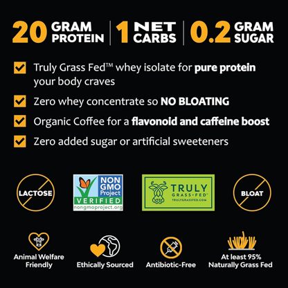 Marigold High Protein Coffee - Iced Vanilla Latte, 20G Grass-Fed Whey Protein Is