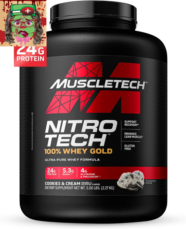 Muscletech Whey Protein Powder (Vanilla Cream, 10 Pound) - Nitro-Tech Muscle Bui