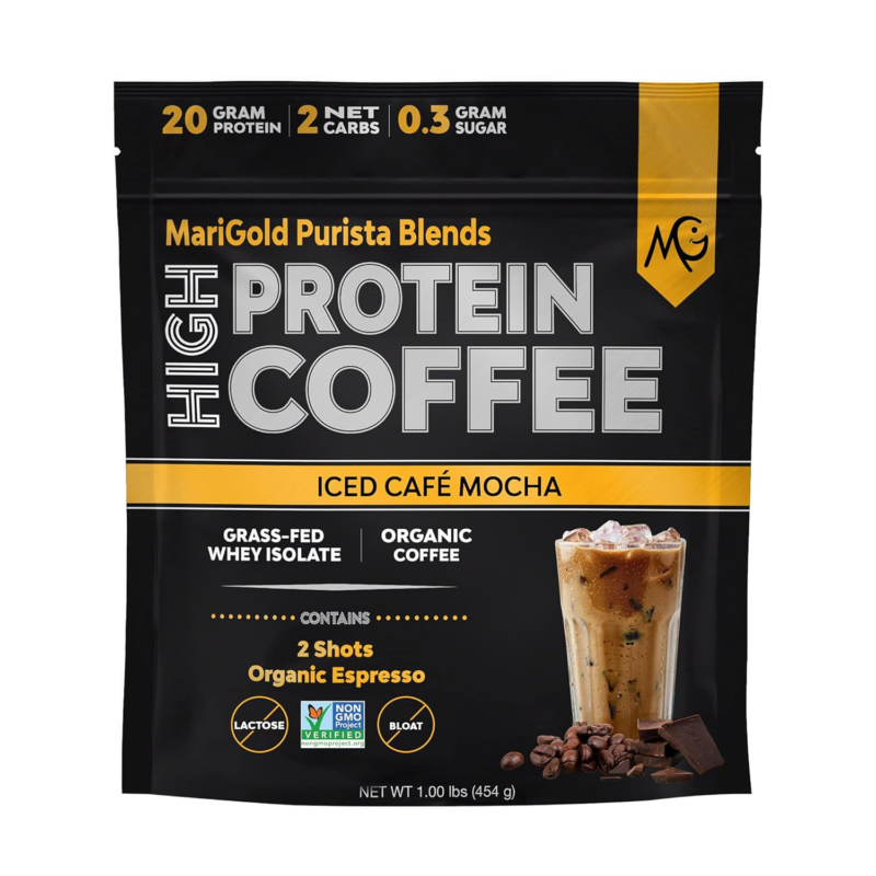 Marigold High Protein Coffee - Iced Vanilla Latte, 20G Grass-Fed Whey Protein Is