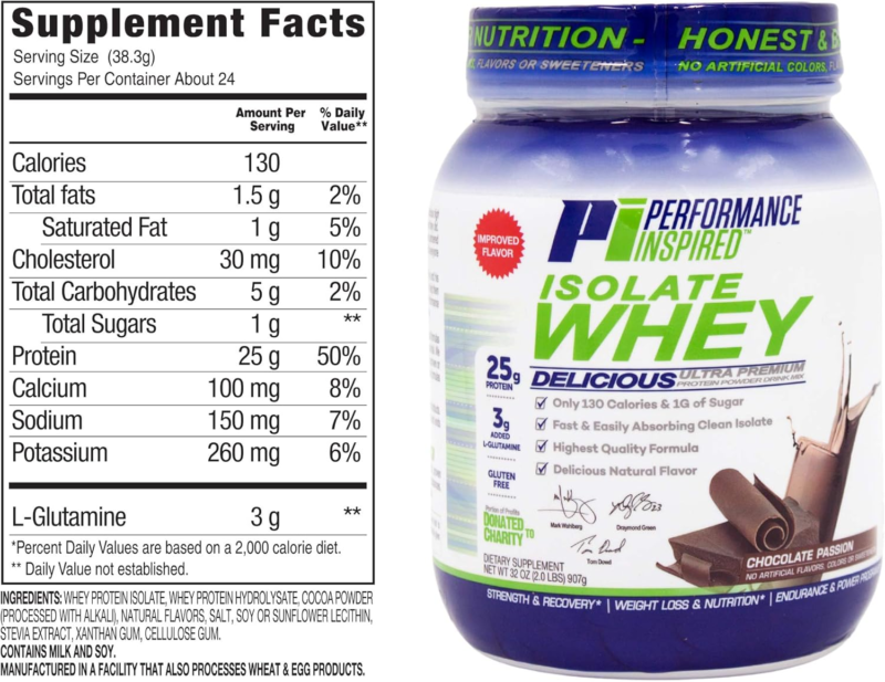 Performance Inspired Nutrition Isolate Whey Protein Powder - All Natural - 25G -