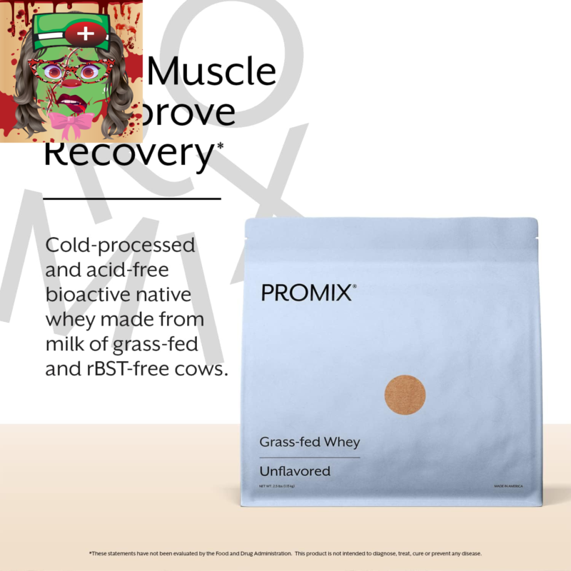 Promix Whey Protein Powder Raw Chocolate 5lb Bulk Grass-Fed 100% Natural