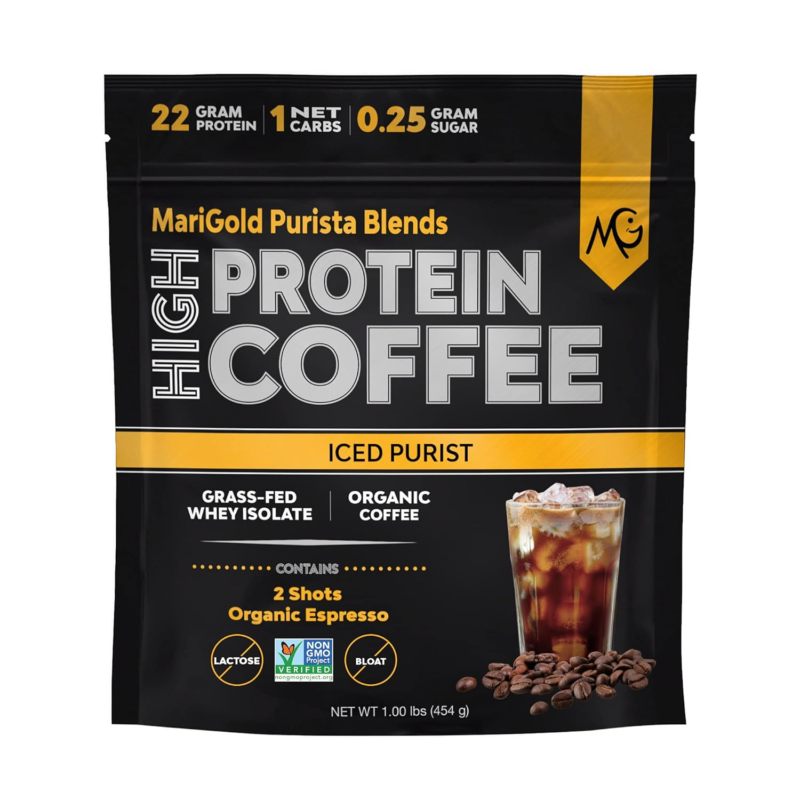 Marigold High Protein Coffee - Iced Vanilla Latte, 20G Grass-Fed Whey Protein Is