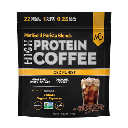 Marigold High Protein Coffee - Iced Vanilla Latte, 20G Grass-Fed Whey Protein Is