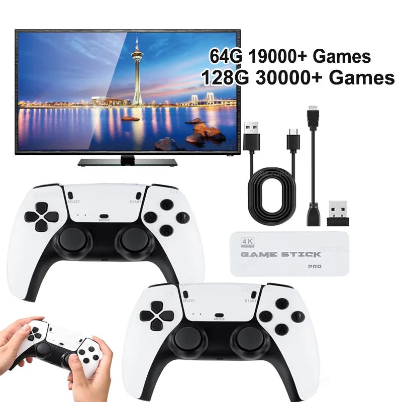 M15 Pro Game Stick Mini Consola Retro 4K 19000+ Games Video Games HD TV Gaming Player Wireless Controller Video Game Console