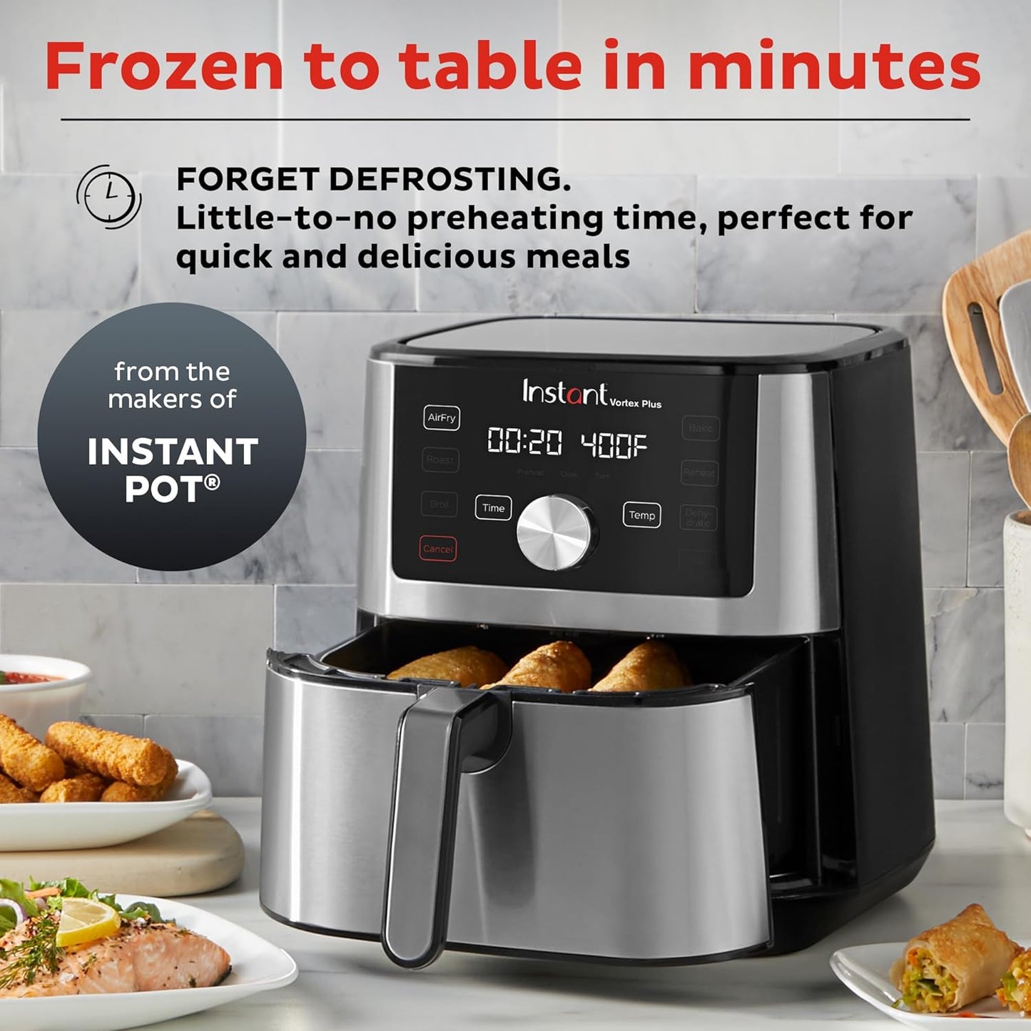 Vortex plus 6QT XL Air Fryer, 6-In-1, Broils, Dehydrates, Crisps, Roasts, Reheats, Bakes for Quick Easy Meals, 100+ In-App Recipes, Dishwasher-Safe, from the Makers of , Black
