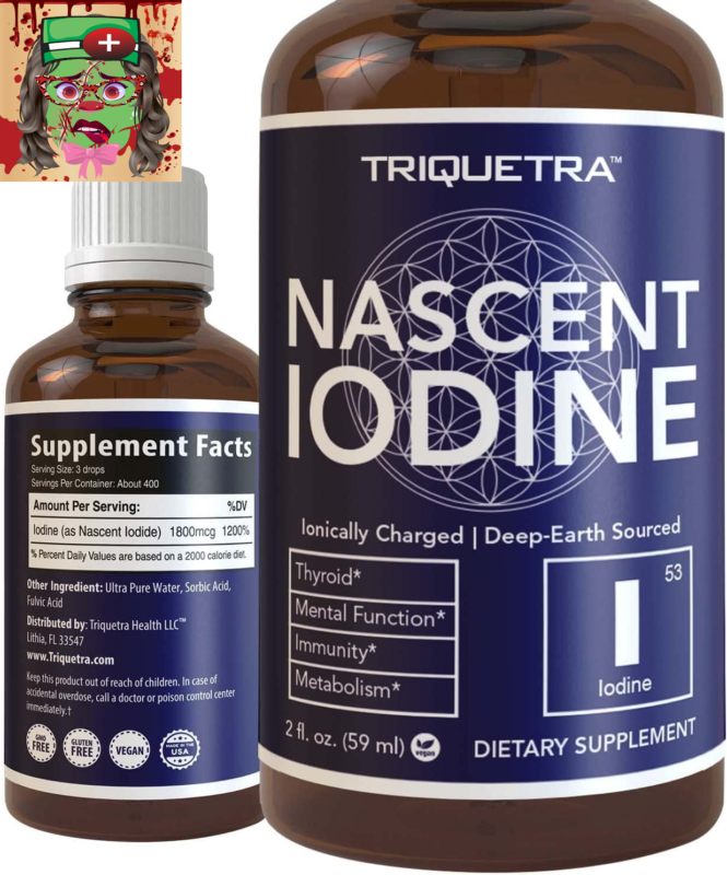 Nascent Iodine Supplement 400 Servings, Glass Bottle, Vegan, 1800 Mcg - 600 Mcg