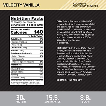 Optimum Nutrition Platinum Hydrowhey Protein Powder, 100% Hydrolyzed Whey Protei