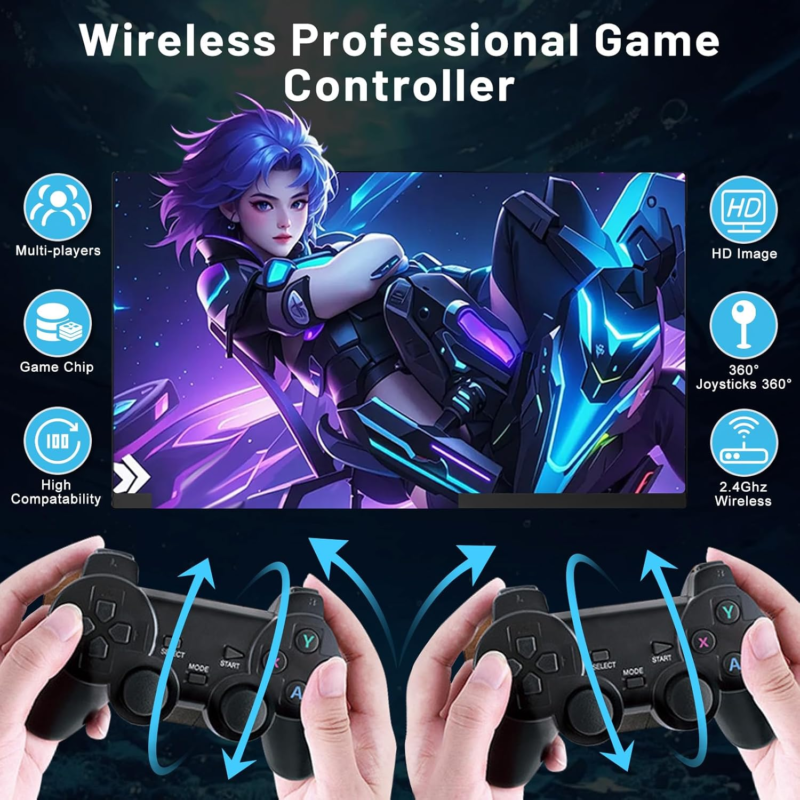 M8 PRO Wireless Game Console - Retro Gaming Consoles with Built in 20000+ Games,