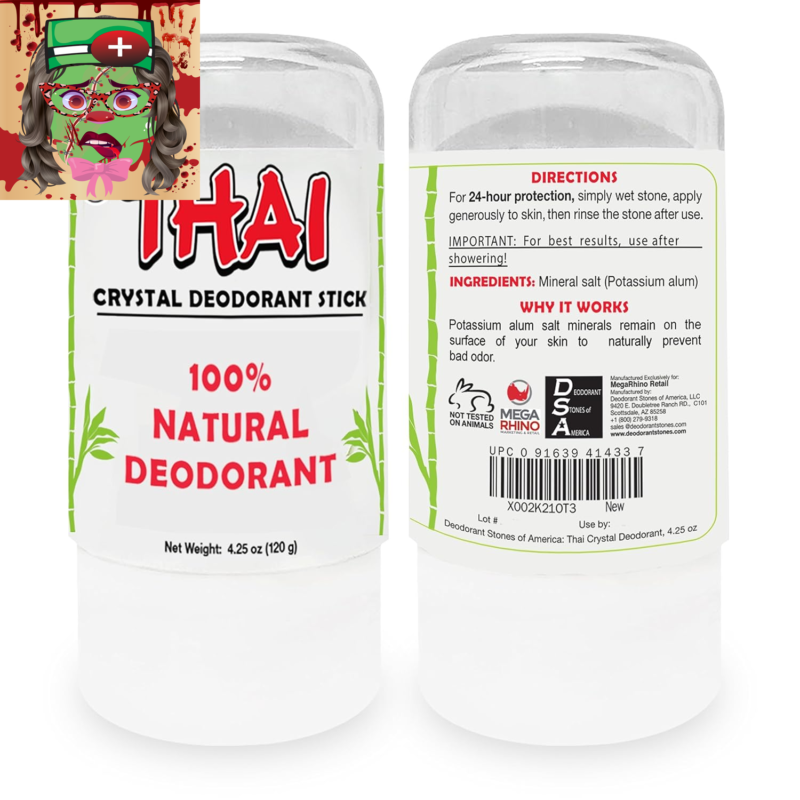 2-PACK Thai Crystal Deodorant Salt Stone - Clinically Tested, Dermatologist Appr