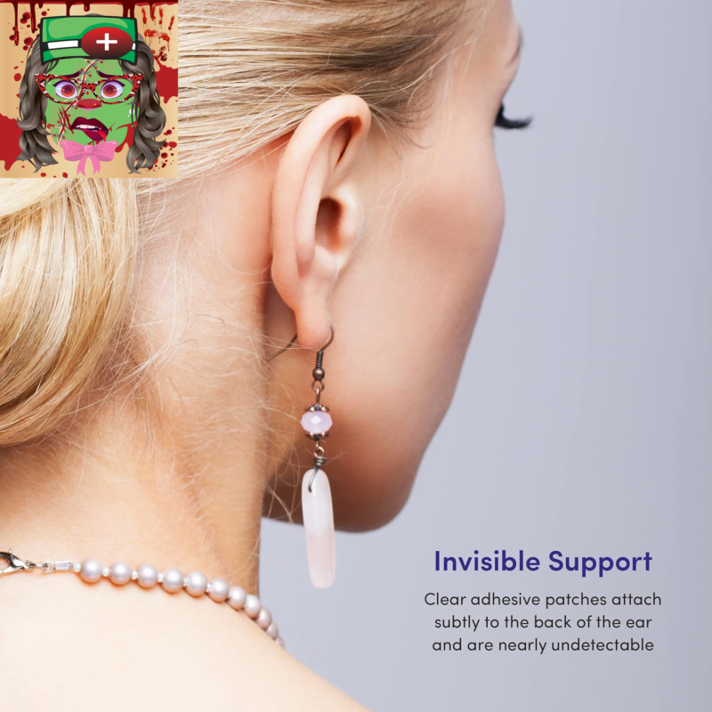 - Clear Earring Support Patches - Earring Backs for Droopy Ears - Ear Care Produ