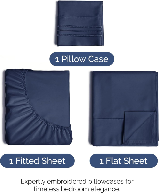 Twin Size 3 Piece Sheet Set - Comfy Breathable & Cooling Bed Sheets Set - Hotel