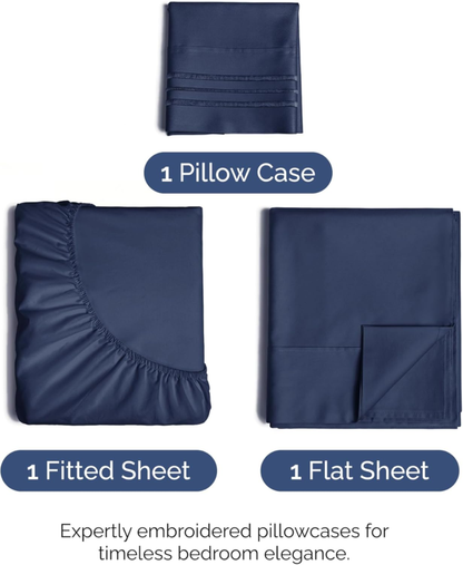 Twin Size 3 Piece Sheet Set - Comfy Breathable & Cooling Bed Sheets Set - Hotel