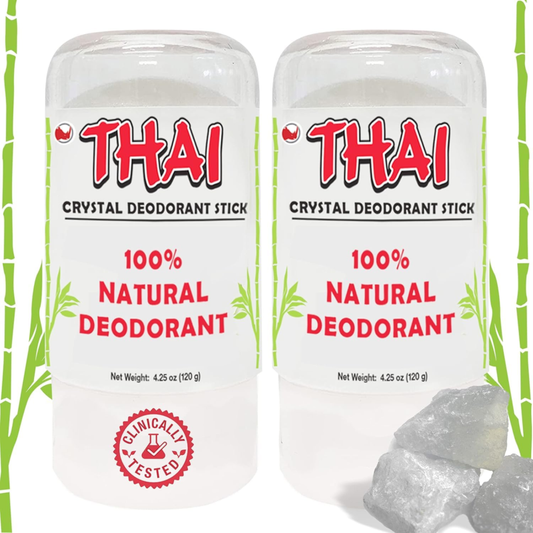 2-PACK Thai Crystal Deodorant Salt Stone - Clinically Tested, Dermatologist Appr