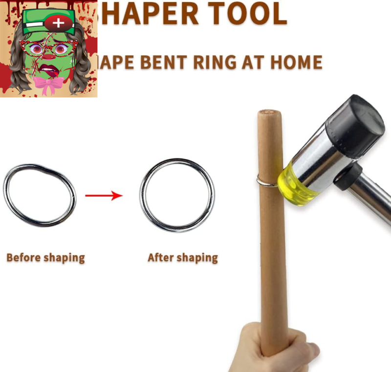 Jewelers Rubber Hammer Mallet with Wood Ring Mandrel Sizer Sizing Adjuster Ring