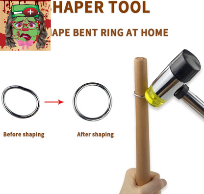 Jewelers Rubber Hammer Mallet with Wood Ring Mandrel Sizer Sizing Adjuster Ring