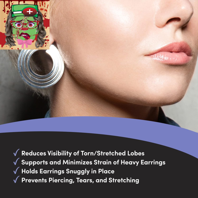 - Clear Earring Support Patches - Earring Backs for Droopy Ears - Ear Care Produ