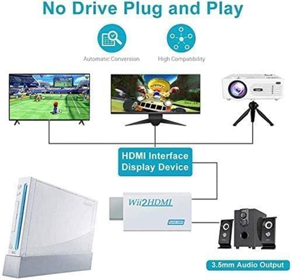 Wii to HDMI Adapter, WII to Hdmi Converter, Connect Wii Console to HDMI Display