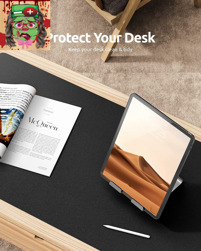 Leather Desk Pad Protector, Office Desk Mat, Large Mouse Pad, Non-Slip PU Leathe