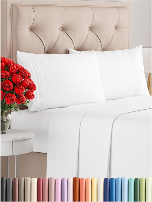 Queen Size 4 Piece Sheet Set - Comfy Breathable & Cooling Bed Sheets Set - Hotel