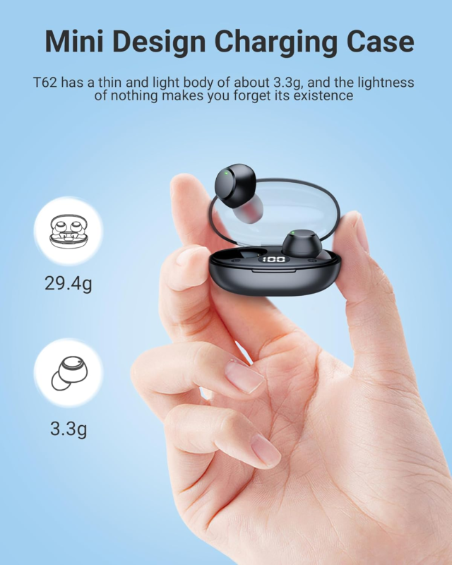 Ear Buds Wireless Earbuds Bluetooth 5.4 Headphones with LED Power Display, IPX8