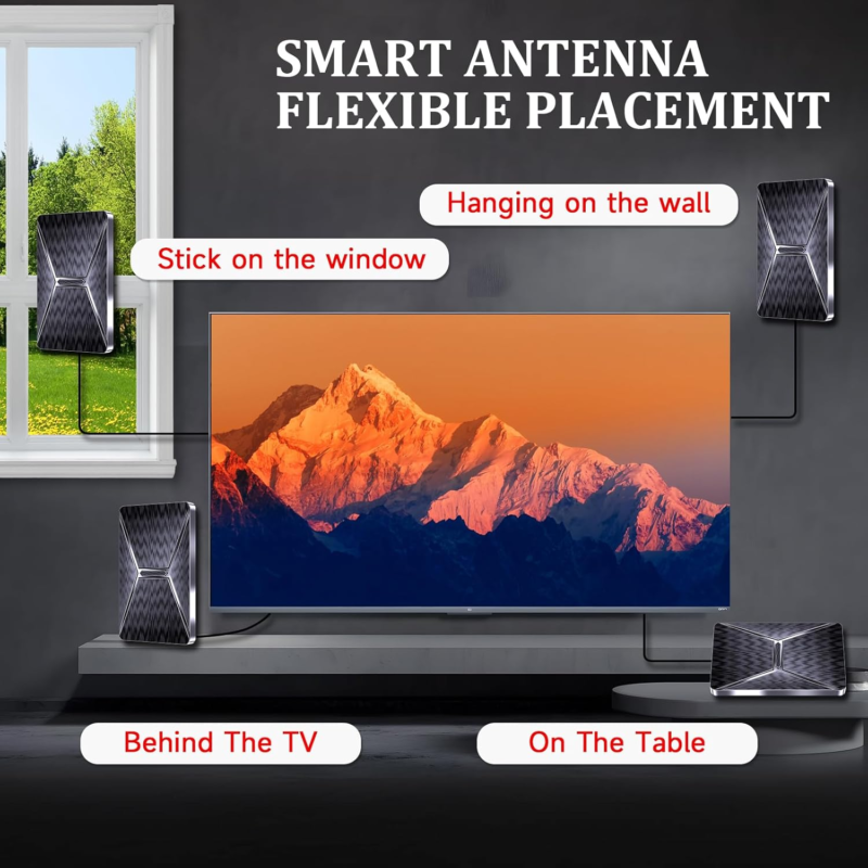 2025 Upgraded TV Antenna Indoor, 1800+ Miles Range Smart TV Antenna for Local Ch