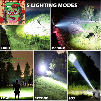 Rechargeable LED Flashlights High Lumens, 990000 Lumens Super Bright Flashlight