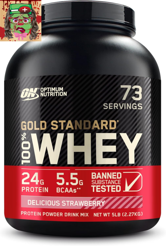 Optimum Nutrition Gold Standard 100% Whey Protein Powder, Delicious Strawberry,