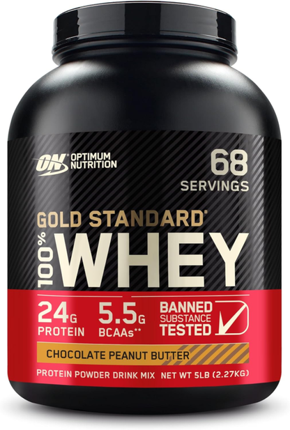 Gold Standard 100% Whey Protein Powder, Chocolate Peanut Butter, 5 Pound (Packag