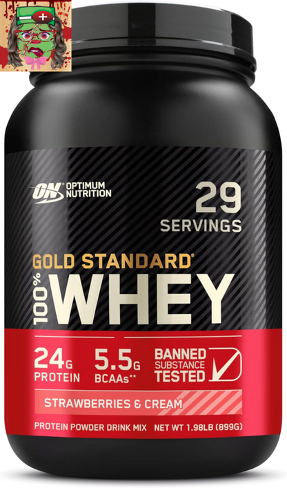 Optimum Nutrition Gold Standard 100% Whey Protein Powder, Strawberries & Cream,