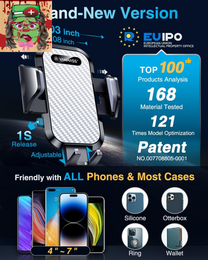 [Longest Lasting] True Military-Grade Car Phone Holder Strongest Suction & Clip