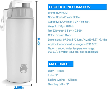 Tritan Copolyester Shaker Bottle for Protein Mixes BPA/BPS/BPF Free Protein Shak