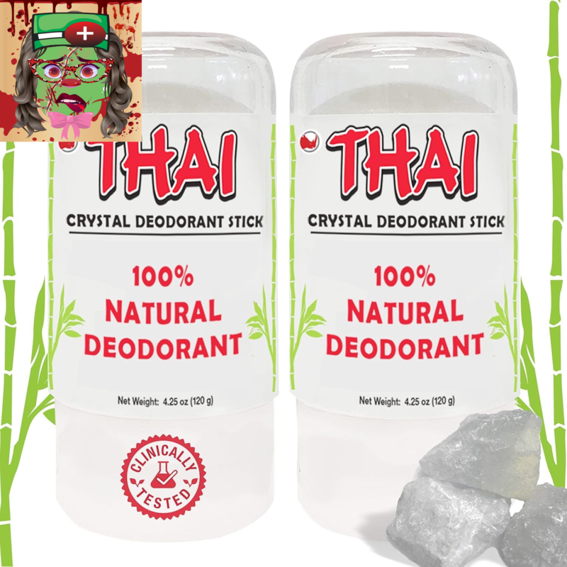 2-PACK Thai Crystal Deodorant Salt Stone - Clinically Tested, Dermatologist Appr